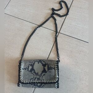 Snakeskin Chain authentic leather Italian clutch Stella McCartney gunmetal
